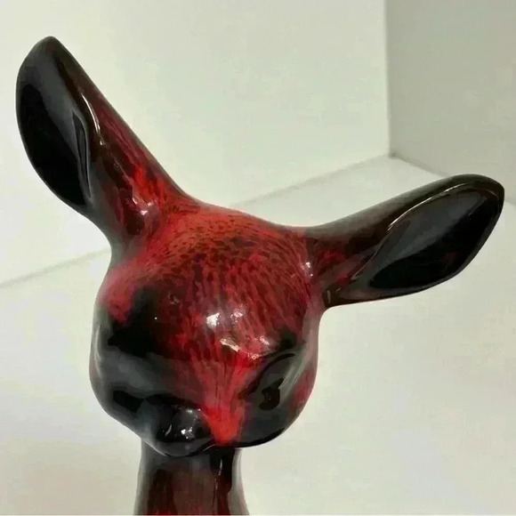 Vintage made in Canada  pottery deer figurine with orange drip glaze - Picture 4 of 4
